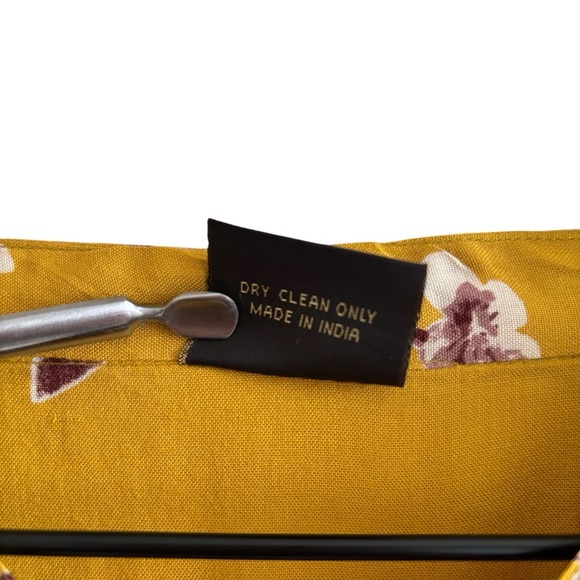 Mustard Yellow Floral Popover Blouse Tunic Ruffle Sleeves Peasant Bohemian XXL - Picture 10 of 16